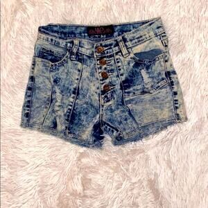 Vintage High Waisted Acid Washed Denim Shorts